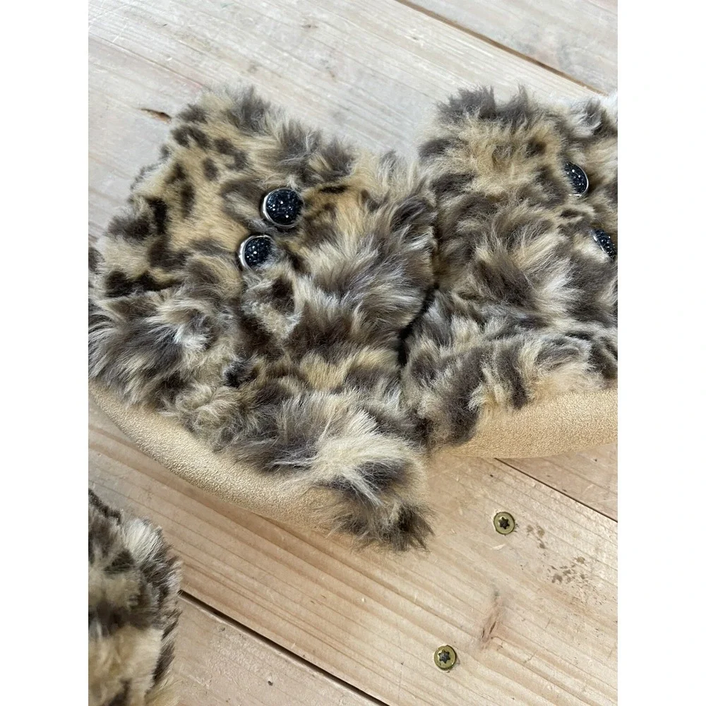 Mud Pie‎ Toddler Baby Girl Leopard Fur Scarf Hat Mittens Set